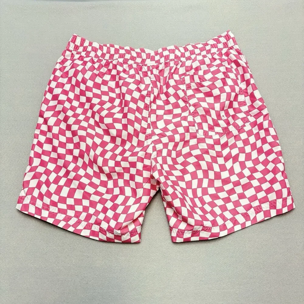 Hanna Andersson Swim Trunks Pink White Check Family Matching Board Short Mens XL